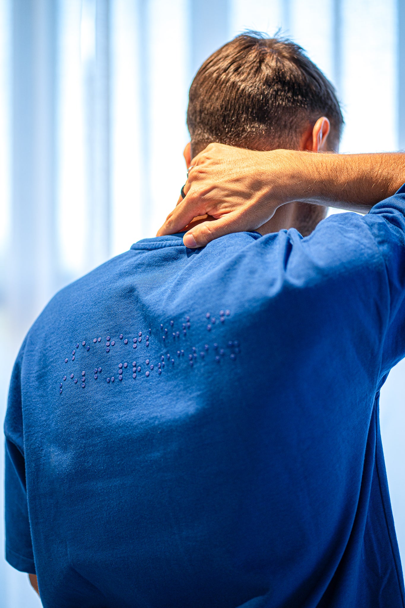 heavyweight tshirt blue braille